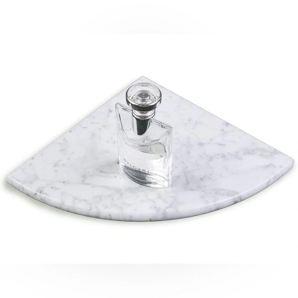 9 Inch Marble Corner Shower Shelf for Shower Room, Both Side Honed Finish.